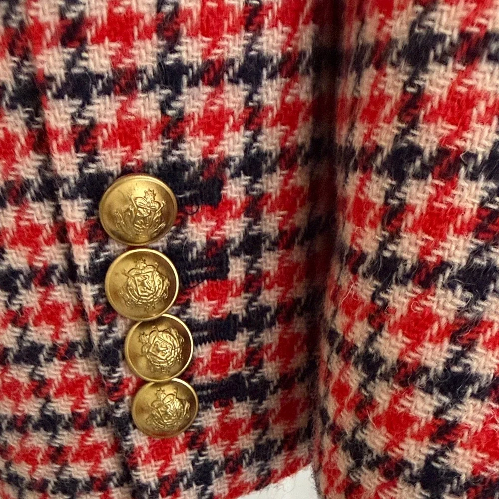 J. Crew Regent Blazer Red and Black Houndstooth Blazer - size 2P - Picture 7 of 8